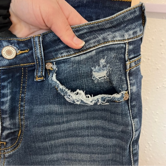 KanCan Los Angeles Jean, Size 5 / 26 waist, dark wash, ankle & pocket distressed - Picture 7 of 10